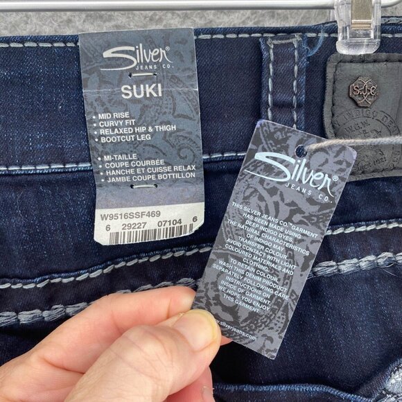 Silver Jeans Womens 20 Plus Suki Blue Dark Wash Bootcut Contrast Trim Curvy NWT - Picture 5 of 13